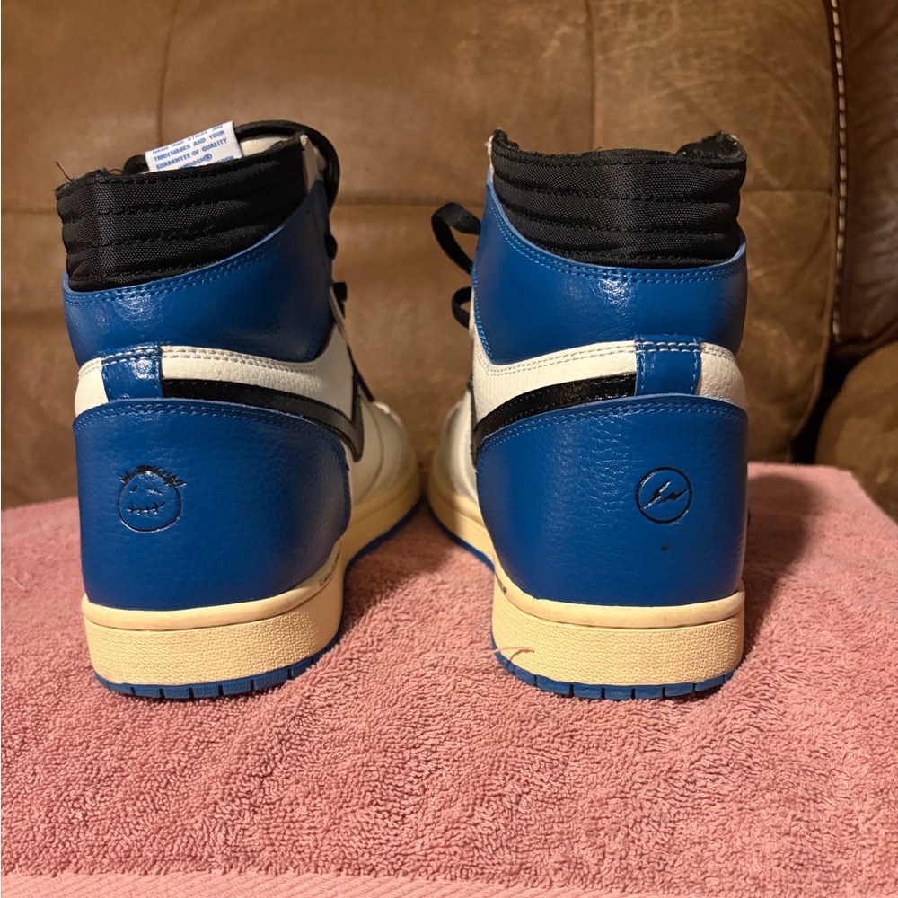 Men’s’🧔🏻♂️Jordan 1 Retro x Fragment Design x Travis Scott High Blue👟Sz 13 - Picture 7 of 10